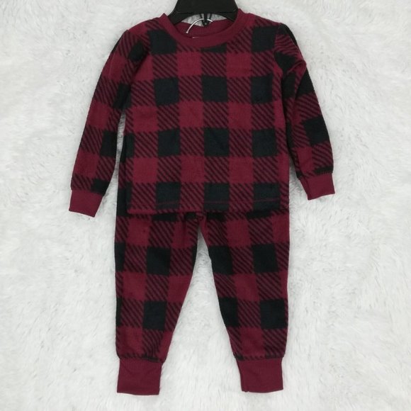 Jaclyn Infants Intimates Pajama‎ 2 Piece Set Buffalo Check Red Plaid 9M New - Picture 1 of 6